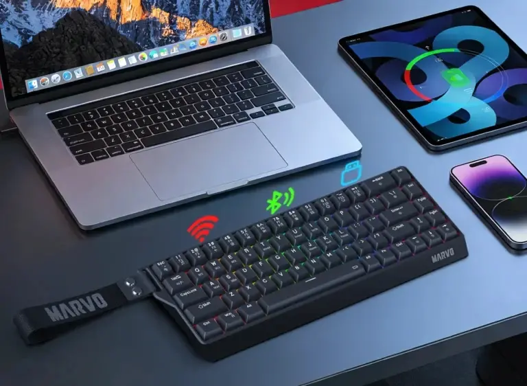 Marvo безжична механична геймърска клавиатура Wireless Gaming Mechanical keyboard Saber 65W KG965W - 1K, Banana Crystal [Linear], (English US) - image 12