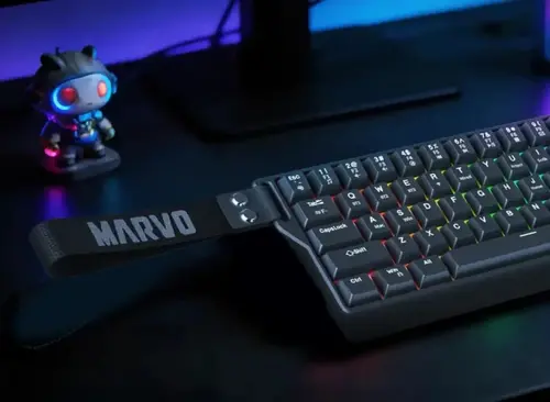 Marvo безжична механична геймърска клавиатура Wireless Gaming Mechanical keyboard Saber 65W KG965W - 1K, Banana Crystal [Linear], (English US) - 14