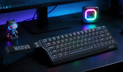 Marvo безжична механична геймърска клавиатура Wireless Gaming Mechanical keyboard Saber 65W KG965W - 1K, Banana Crystal [Linear], (English US) - 8