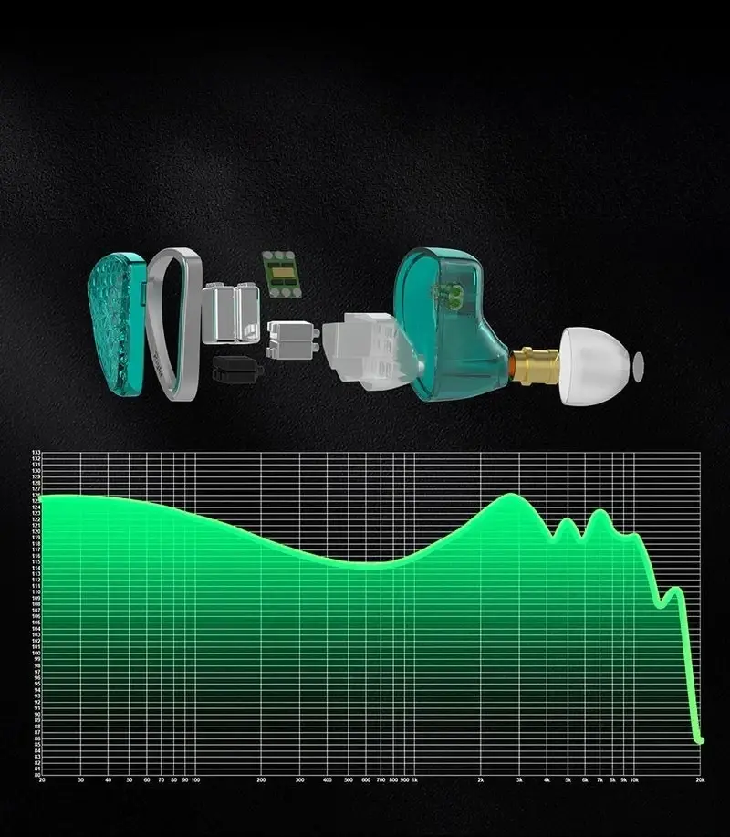 KZ професионални слушалки Hi-Fi In-Ear-Monitors - AS16 PRO - Mic, Black - image 4