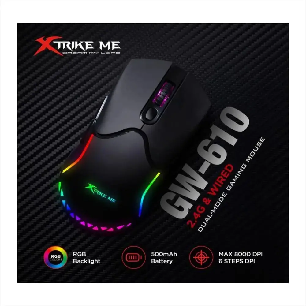 Xtrike ME безжична геймърска мишка Gaming Mouse Wireless GW-610 - image 6