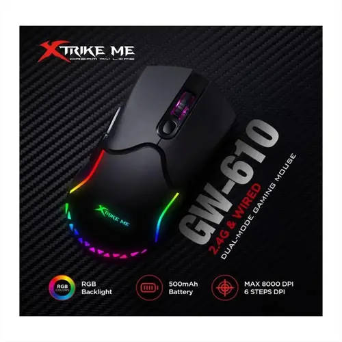 Xtrike ME безжична геймърска мишка Gaming Mouse Wireless GW-610 - image 6