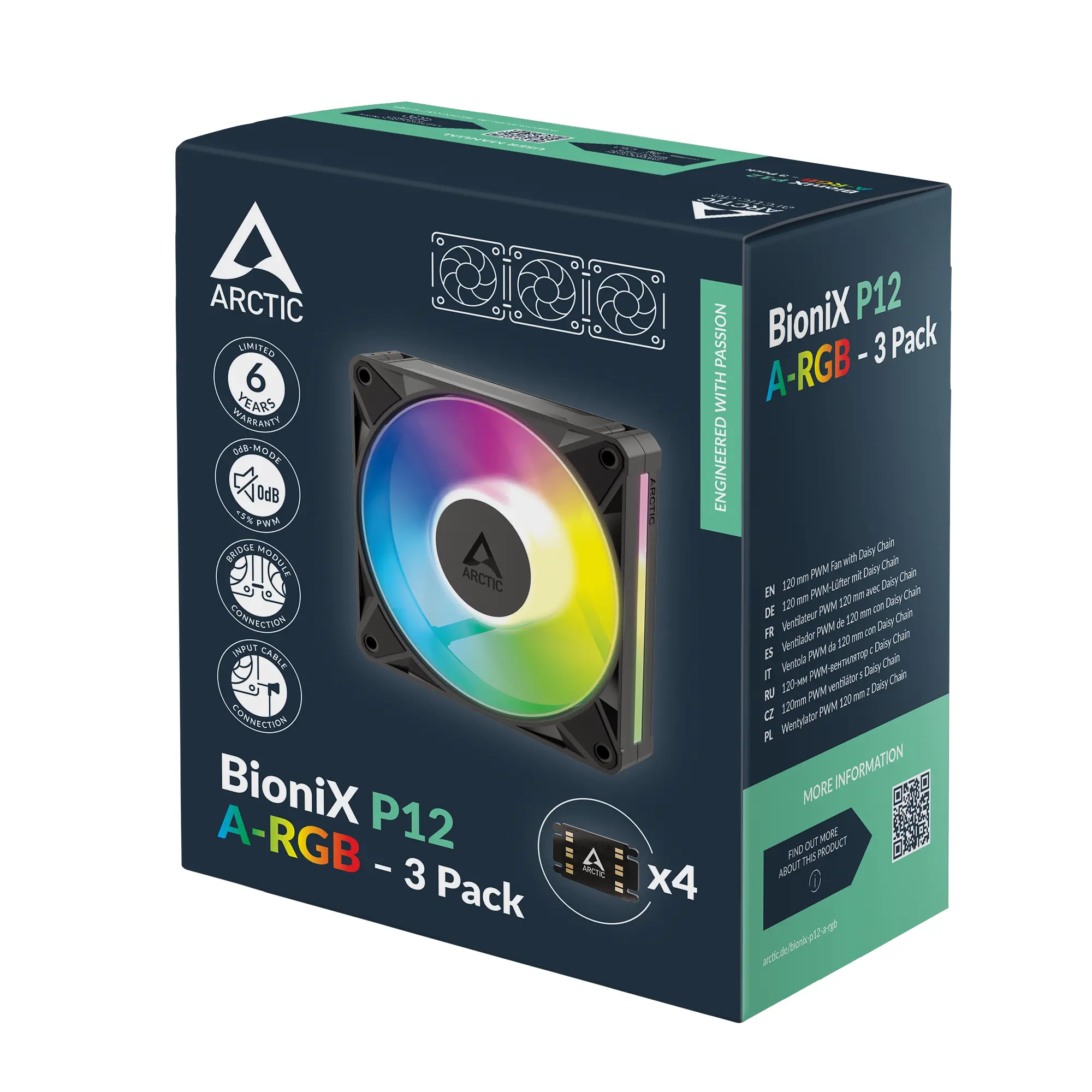 Комплект вентилатори ARCTIC BioniX P12 A-RGB PWM 120mm Daisy Chain - Черен - image 8