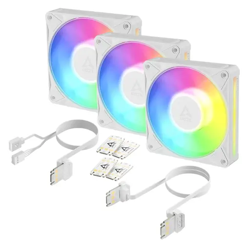 Комплект вентилатори ARCTIC BioniX P12 A-RGB PWM 120mm Daisy Chain - Бял - 3