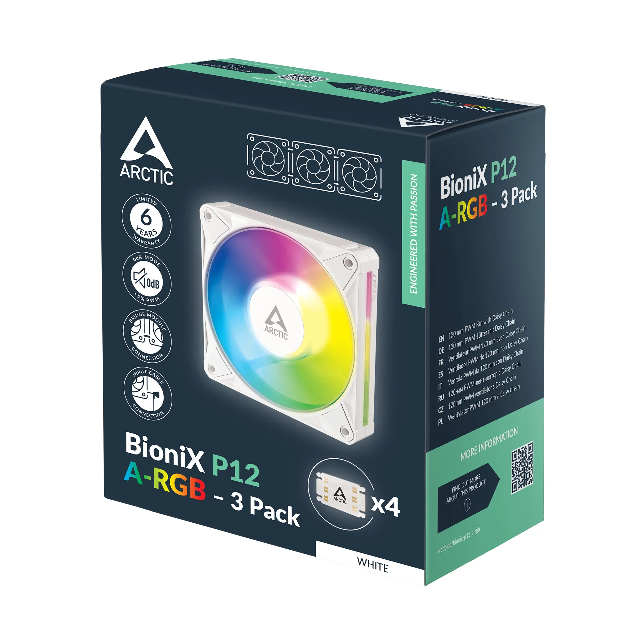 Комплект вентилатори ARCTIC BioniX P12 A-RGB PWM 120mm Daisy Chain - Бял - image 8