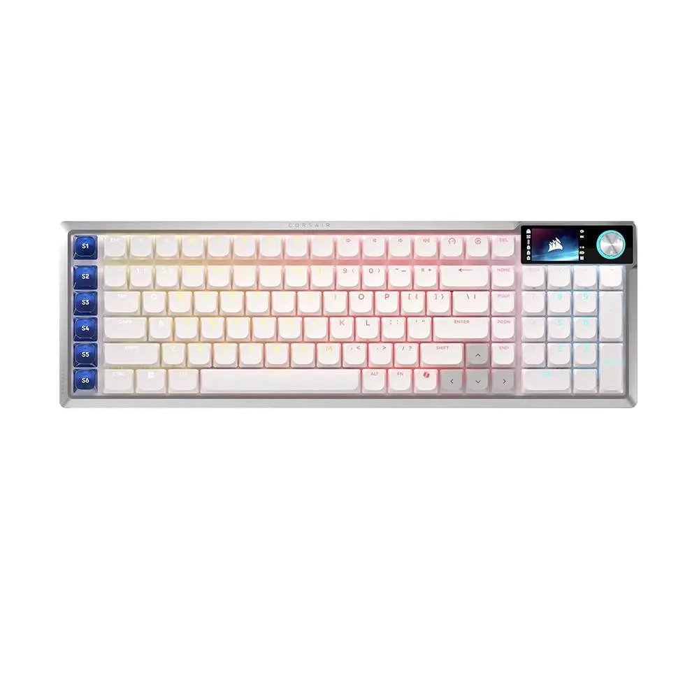 CORSAIR Vanguard Air 99 Wireless Low Profile Optical-Mechanical Gaming Keyboard, Backlit RGB LED, CORSAIR LP OPX, White, PBT DS