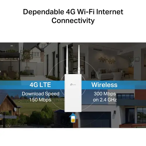 Безжичен рутер TP-LINK TL-MR100-Outdoor, N300, 4G LTE, 2 външни WiFi антени - 6