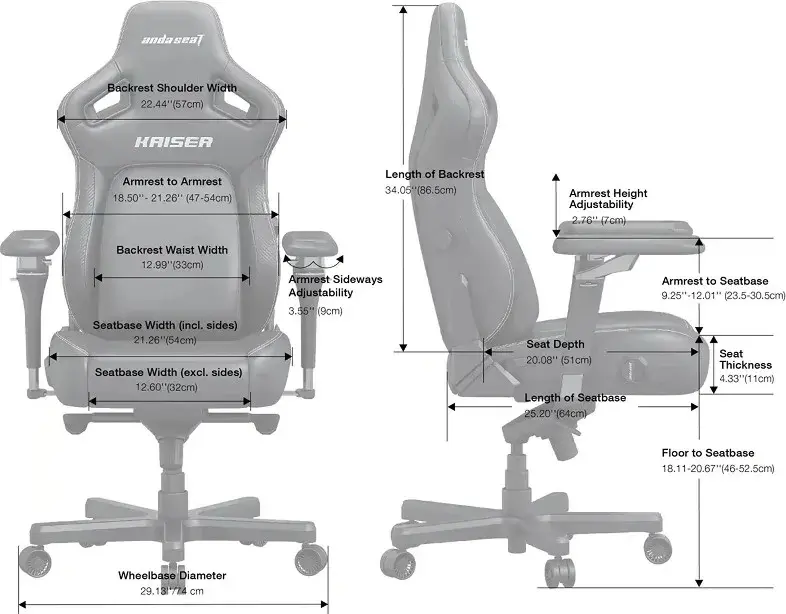 Anda Seat геймърски стол Gaming Chair Kaiser 4 V2 - Fabric Dark Grey - image 7