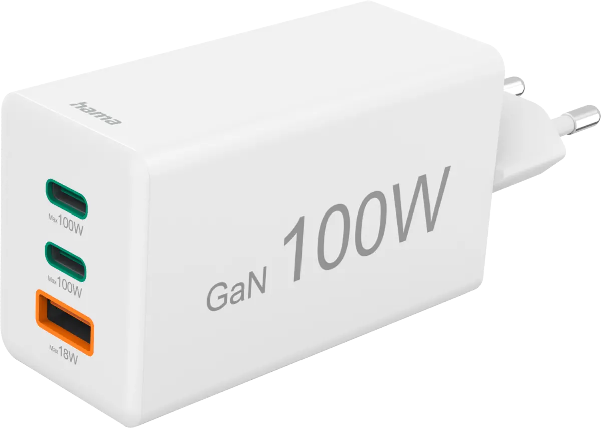 Φορτιστής, 3 θύρες, Hama Wireless charger USB-C USB-A 100W Λευκό - PN 00201997