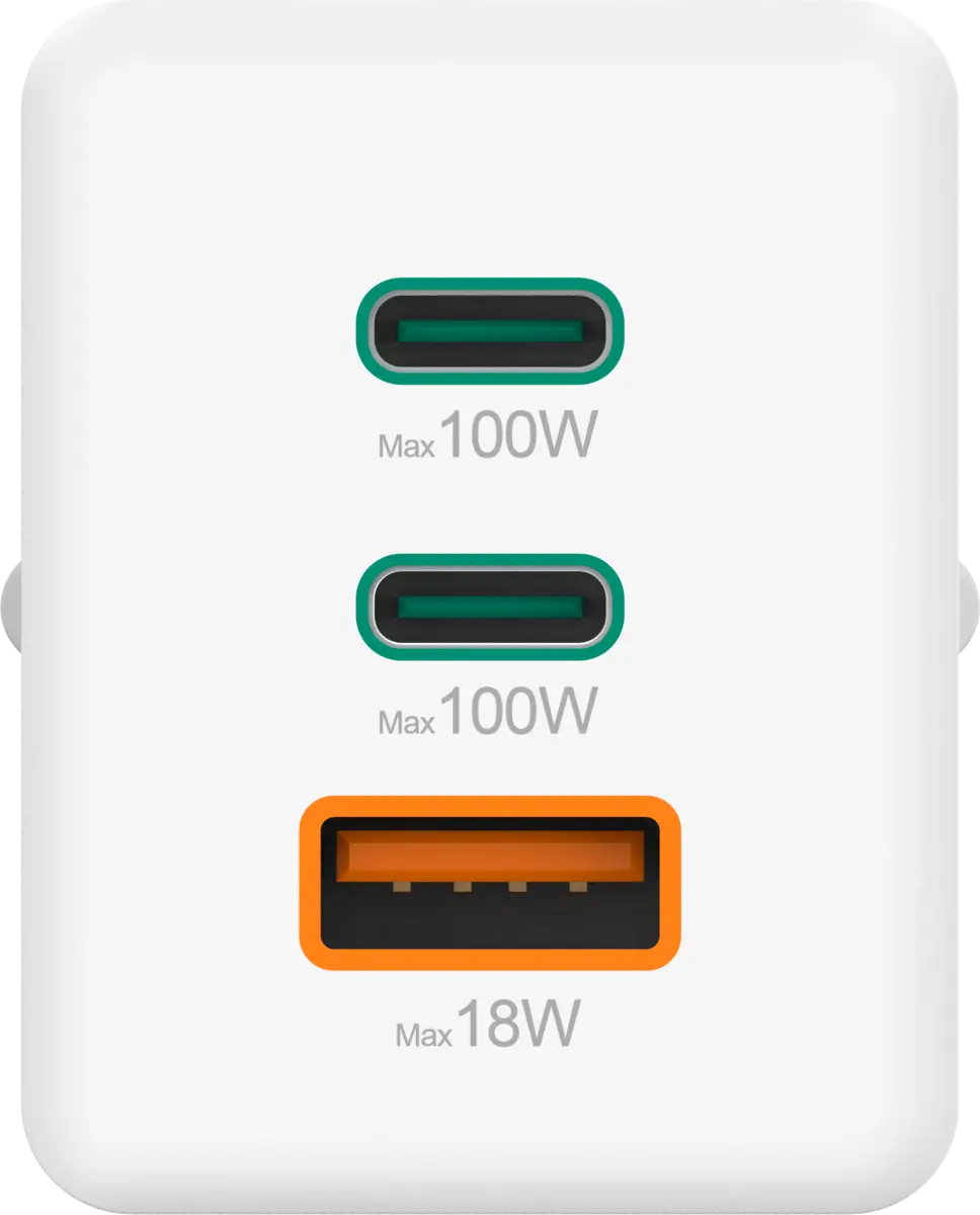 Зарядно устройство, 3 порта, Hama Wireless charger USB-C USB-A 100W White - PN 00201997 - image 1