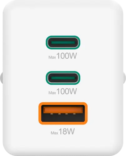 Зарядно устройство, 3 порта, Hama Wireless charger USB-C USB-A 100W White - PN 00201997 - 2
