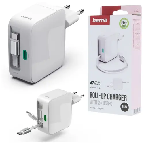Зарядно устройство, бързо, 2 порта Hama Wireless charger USB-C 65W - PN 00201957 - image 1
