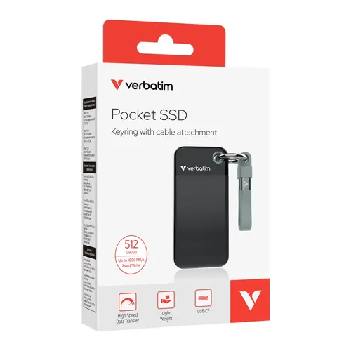 Твърд диск, Verbatim Pocket SSD USB 3.2 Gen 2 512GB Black/Grey - image 3