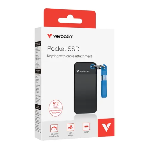 Твърд диск, Verbatim Pocket SSD USB 3.2 Gen 2 512GB Black/Blue - image 3