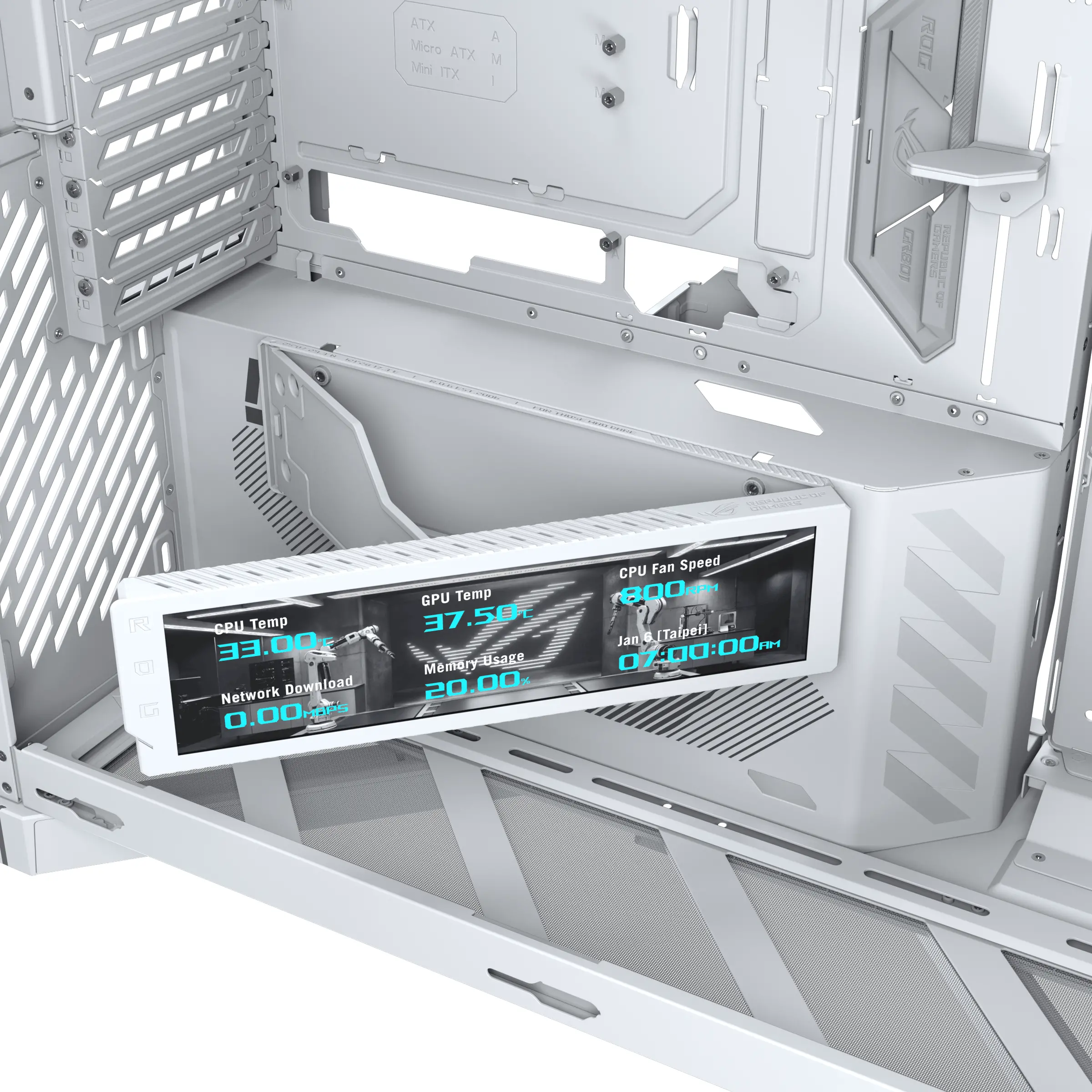 Кутия ASUS ROG CRONOX ARGB E-ATX Mid-Tower - White - image 10