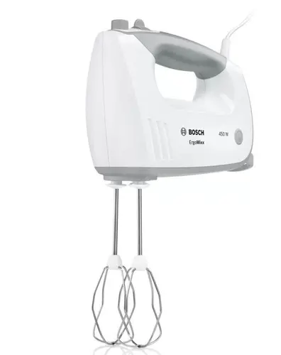 Миксер, Bosch MFQ36450S, Hand mixer, ErgoMixx, 450 W, chopper included, 5 speed settings, additional pulse/turbo setting, White - image 1