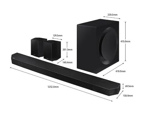 Аудио система, Samsung HW-Q990B Soundbar 656 Watts 11.1.4ch, Wireless Dolby Atmos, Q-Symphony, SpaceFit Sound+, Black - image 2