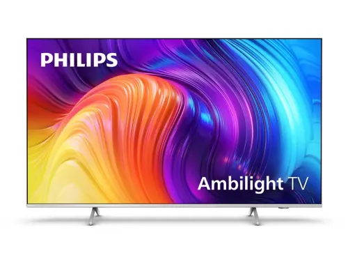 Телевизор, Philips 43PUS8507/12, 43" THE ONE, UHD 4K LED 3840x2160, DVB-T2/C/S2, Ambilight 3, HDR10+, HLG, Android 11, Dolby Vision, Dolby Atmos, Quad Core P5 Perfect/Al, 60Hz, BT 5, eArc HDMI, USB, Cl+, 802.11ac, LAN, 20W RMS, Swivel Stand, Silver
