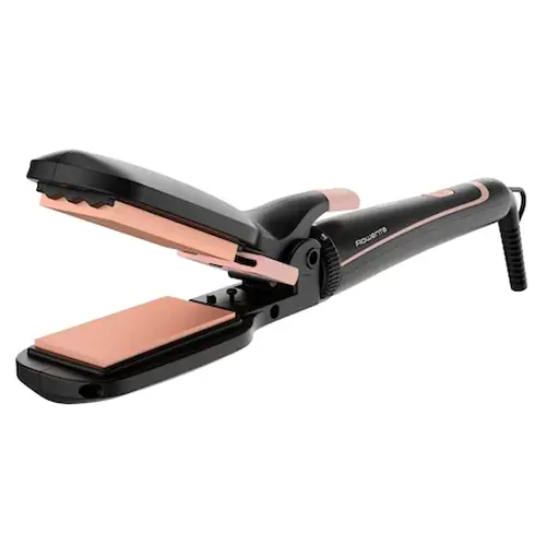 Маша, Rowenta CF4231F0 Multi Styler Infinite looks 14 in 1, conical, monotemp, accessories: conical curling wand, 2 in 1 straightening and crimping plates, eliptic waving wand, cool tip, pouch, heating indicator, heat-up time 60s, hanging loop - image 4