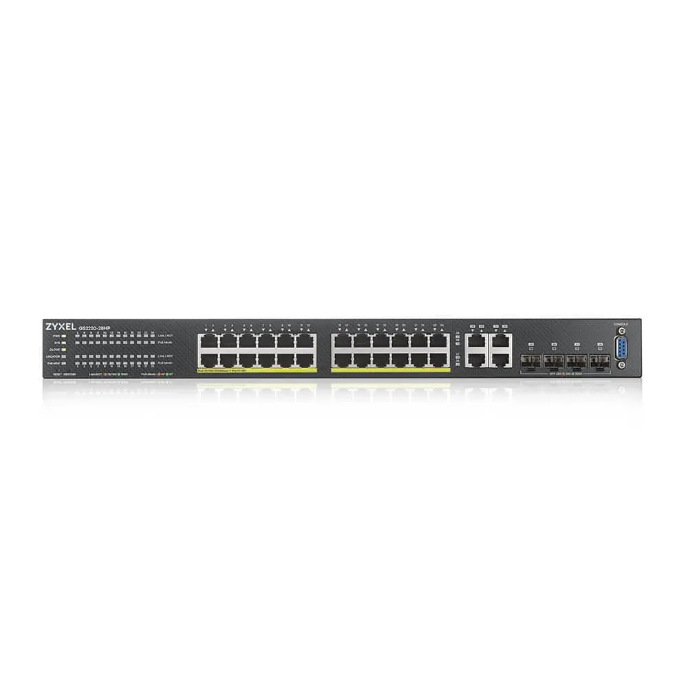 Switch, ZyXEL GS2220-28HP, regiunea UE, Switch GbE L2 PoE cu 24 de porturi cu GbE Uplink (licență NCC Pro pack de 1 an inclusă) - image 1
