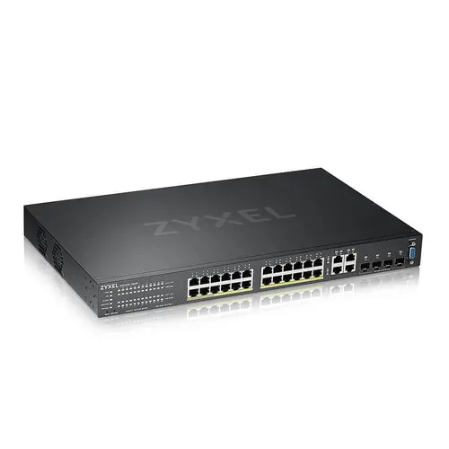 Комутатор, ZyXEL GS2220-28HP, EU region, 24-port GbE L2 PoE Switch with GbE Uplink (1 year NCC Pro pack license bundled)