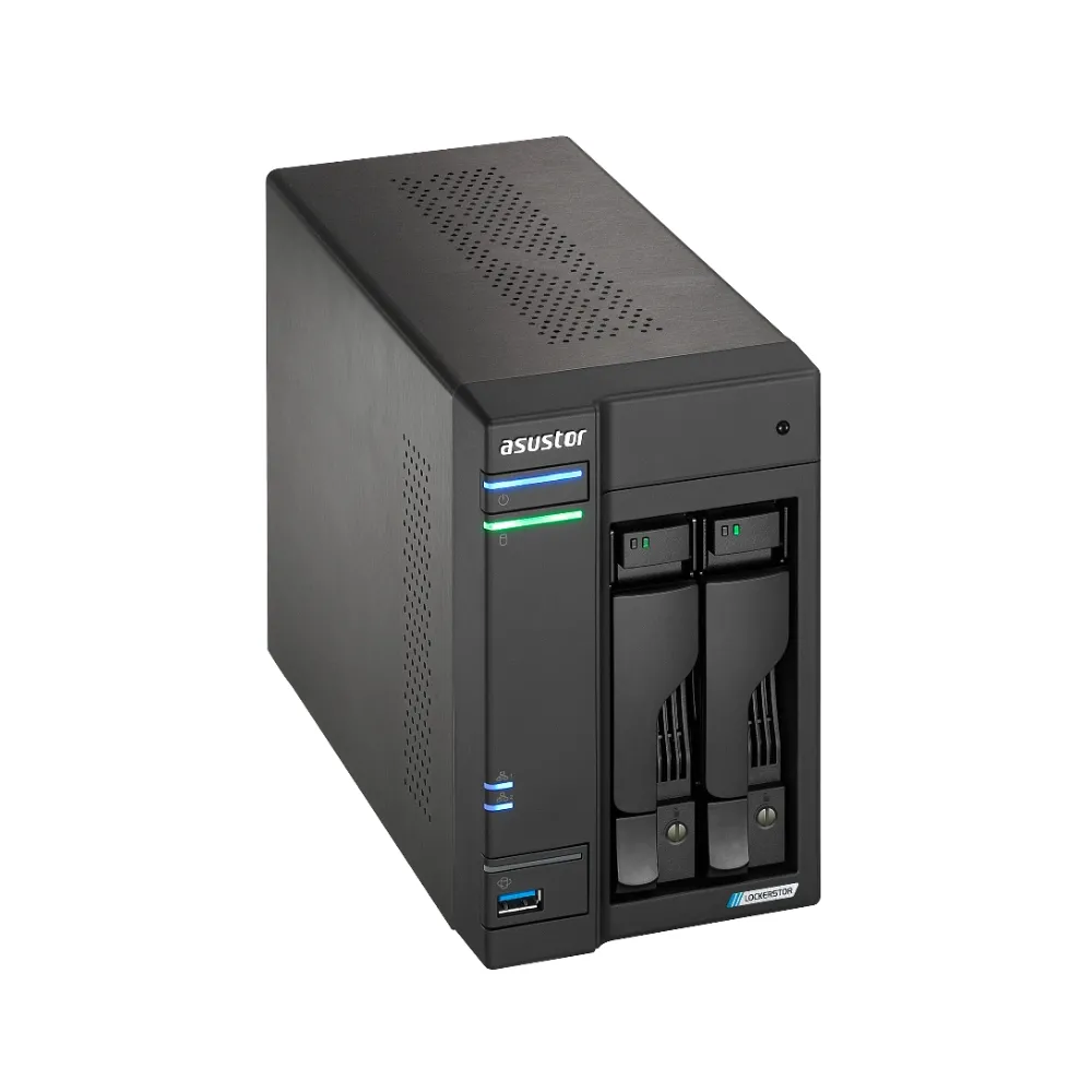 Мрежов сторидж, Asustor Lockerstor AS6702T, 2 Bay NAS, Intel Jasper Lake 4C 2.0 GHz, 4GB DDR4 SODIMM, M.2 NVMe x4 slots (Diskless), USB 3.2 Gen 2x2, Dual 2.5GbE Ports, WOW (Wake on WAN), AES-NI hardware encryption, MyArchive (support btrfs and snapshot), SSD Caching - image 1