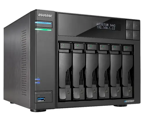 Мрежов сторидж, Asustor Lockerstor AS6706, 6 Bay NAS, Intel Jasper Lake Quad-Core 2.0GHz, 8GB RAM DDR4, 2.5GbEx2, M.2 SSD Slots x 4 (Diskless), USB 3.2 Gen 2x2, Toolless installation, with hot-swappable tray, hardware encryption, MyArchive, EZ connect, EZ Sync, Black - image 1