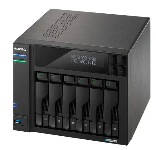 Мрежов сторидж, Asustor Lockerstor AS6706, 6 Bay NAS, Intel Jasper Lake Quad-Core 2.0GHz, 8GB RAM DDR4, 2.5GbEx2, M.2 SSD Slots x 4 (Diskless), USB 3.2 Gen 2x2, Toolless installation, with hot-swappable tray, hardware encryption, MyArchive, EZ connect, EZ Sync, Black - image 2