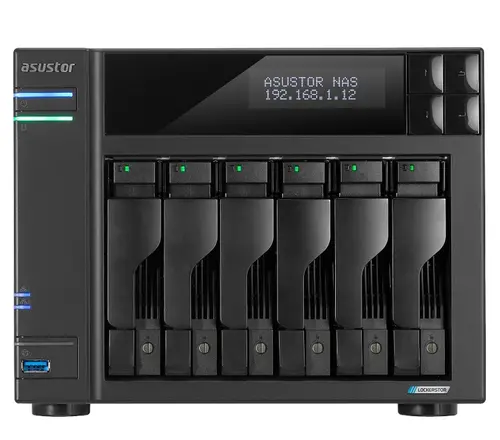 Мрежов сторидж, Asustor Lockerstor AS6706, 6 Bay NAS, Intel Jasper Lake Quad-Core 2.0GHz, 8GB RAM DDR4, 2.5GbEx2, M.2 SSD Slots x 4 (Diskless), USB 3.2 Gen 2x2, Toolless installation, with hot-swappable tray, hardware encryption, MyArchive, EZ connect, EZ Sync, Black