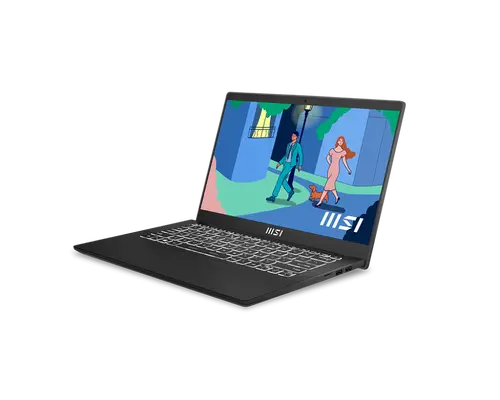 Лаптоп, MSI Modern 14 C12M, Intel Alder Lake i3-1215U (6C/8T, up to 4.40 GHz, 10 MB), 14" FHD (1920x1080) IPS, Onboard DDR4 8GB (3200MHz), 256GB NVMe PCIe Gen3x4 SSD, UHD Graphics (1.10 GHz, 64EU), Wi-Fi 6, backlight KBD (White), 3 cell, 39.3Whr, 2Y, 1.4 kg, Bla