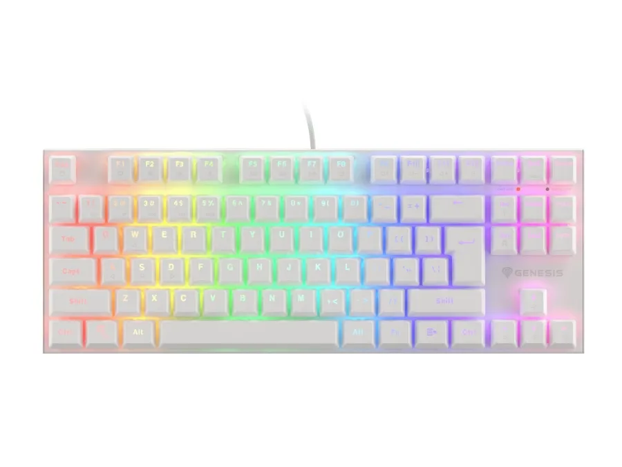 Клавиатура, Genesis Gaming Keyboard Thor 303 TKL White RGB Backlight US Layout Brown Switch