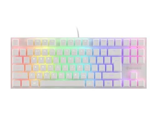 Клавиатура, Genesis Gaming Keyboard Thor 303 TKL White RGB Backlight US Layout Brown Switch