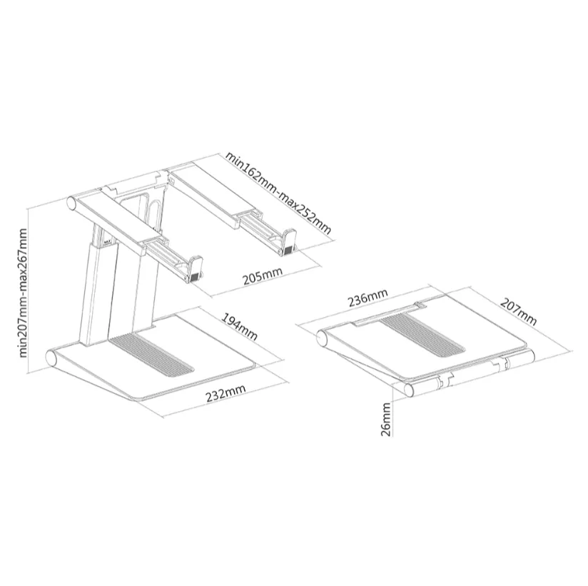 Стойка, Neomounts Notebook Desk Stand (ergonomic, portable, height adjustable) - image 11