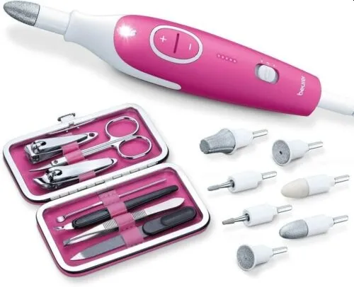 Комплект за маникюр/педикюр, Beurer MP 44  Manicure / pedicure set; Includes Nail care set, 7 attachments; adjustable speed; Individually adjustable intensity from 0 to 15, left/right rotation; Magic LED display; LED light, Protective cap, storage bag - image 1