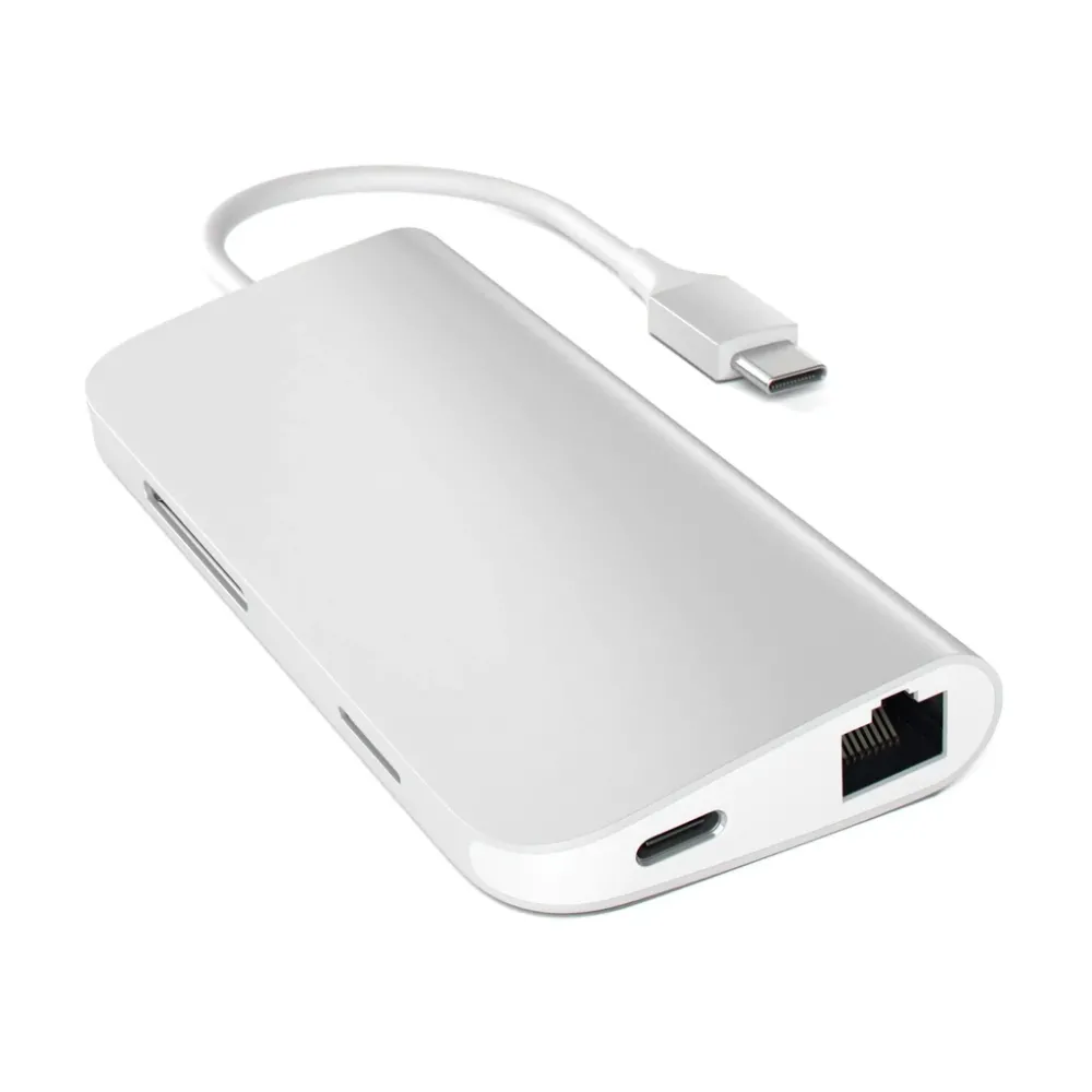 Докинг станция, Satechi Aluminium Type-C Multi-Port Adapter, HDMI 4K,3x USB 3.0, MicroSD, Ethernet, ST-TCMAS (Silver) - image 1