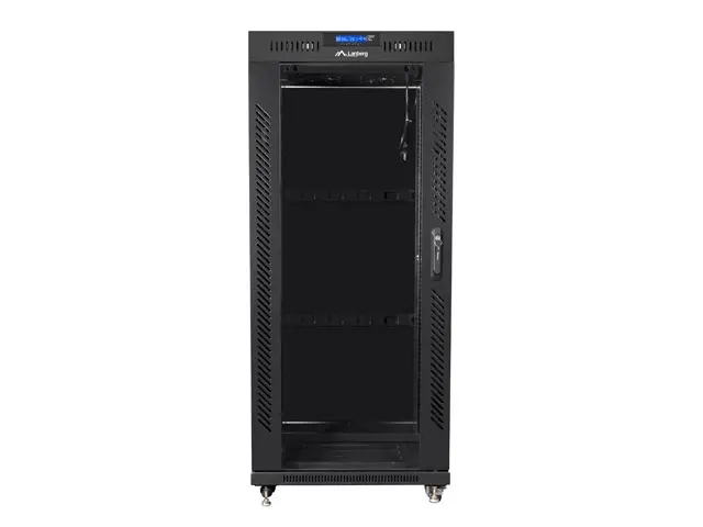 Комуникационен шкаф, Lanberg rack cabinet 19" free-standing 27U / 600x600 self-assembly flat pack with glass door LCD, black - image 1