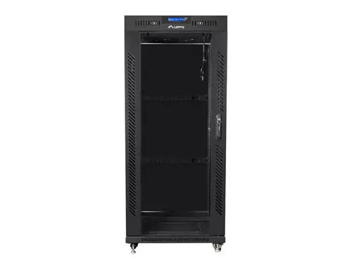 Dulap de comunicații, Lanberg rack 19" independent 27U / 600x600 autoasamblabil flat pack cu ușă de sticlă LCD, negru - 2