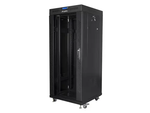 Dulap de comunicații, Lanberg rack 19" independent 27U / 600x600 autoasamblabil flat pack cu ușă de sticlă LCD, negru - 3