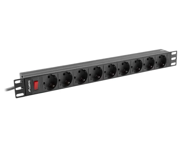 Filtru, Lanberg unitate de distribuție a energiei (PDU) 19" 1U 16A 9 prize Schuko, negru