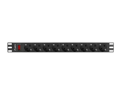Filtru, Lanberg unitate de distribuție a energiei (PDU) 19" 1U 16A 9 prize Schuko, negru - 2