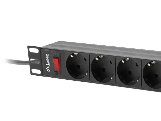 Филтър, Lanberg power distribution unit (PDU) 19" 1U 16A 9xSchuko outlets,black - image 2