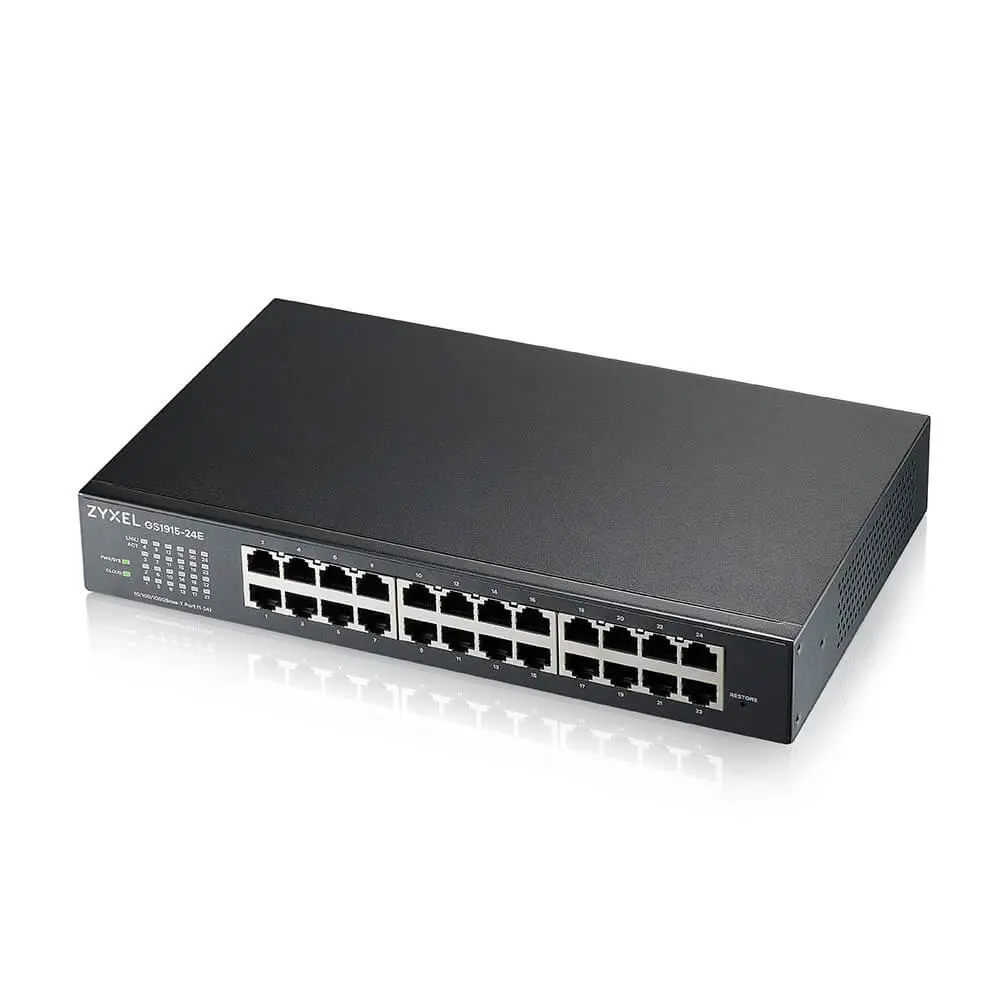 Комутатор, ZyXEL GS1915-24E, 24-port GbE Smart hybrid mode Switch, standalone or NebulaFlex Cloud, rackmount, fanless