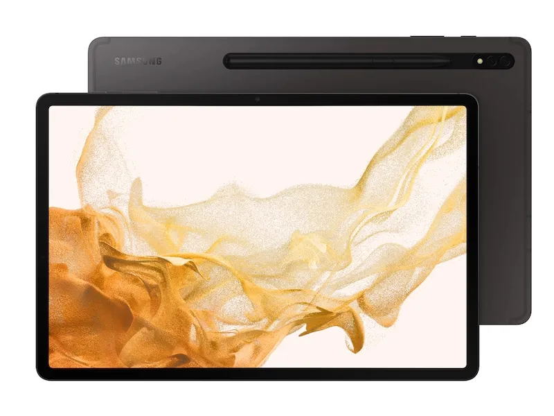 Таблет, Samsung SM-X800 TAB S8+ Wi-Fi 12.4", 2800 x 1752 Super AMOLED, HDR10+, 120Hz, 128GB, Octa-Core (1x3.00 GHz, 3x2.5 GHz, 4x1.8GHz), 8 GB RAM , 4xAKG Tuned Speakers, Bluetooth 5.2, 13 MP, 6 MP + 12 MP Selfie, 10 090 mAh, Android 12, Dark Gray