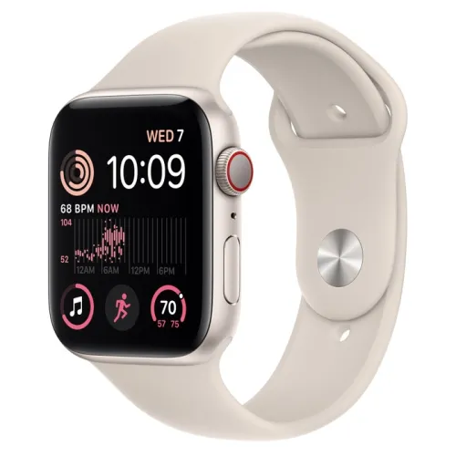 Часовник, Apple Watch SE2 GPS + Cellular 44mm Starlight Aluminium Case with Starlight Sport Band - Regular