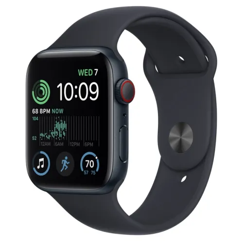 Часовник, Apple Watch SE2 GPS + Cellular 44mm Midnight Aluminium Case with Midnight Sport Band - Regular