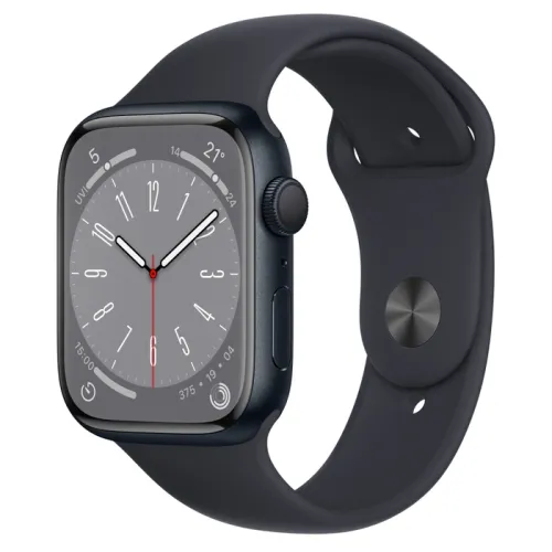 Часовник, Apple Watch Series 8 GPS 45mm Midnight Aluminium Case with Midnight Sport Band - Regular