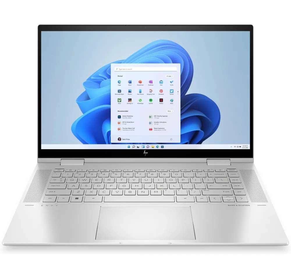 Лаптоп, HP Envy x360 15-ew0037nn Natural silver, Core i7-1260P(up to 4.7GH/18MB/12C), 15.6" FHD OLED 400nits Touch, 16GB 3200MHz 2DIMM, 512GB PCIe SSD, WiFi AX211 6E + BT5.2, Backlit Kbd, 3C Batt, Win 11 Home