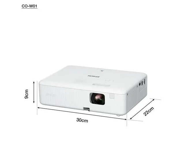 Мултимедиен проектор, Epson CO-W01, WXGA (1024 x 768, 16:10), 3 000 ANSI lumens, 15 000:1, VGA, HDMI, USB, 24 months, Lamp: 12 months or 1 000 h, White - image 1