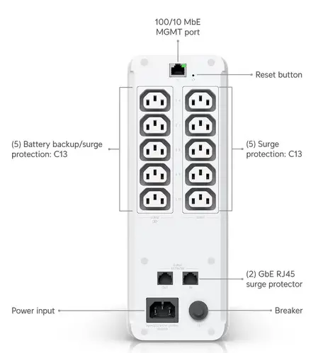 UPS Ubiquiti 1 kVA, 600W, 5x C13 out, 5x C13 surge, 1x9Ah, UniFi, 1xFE, 2xGbE - image 4