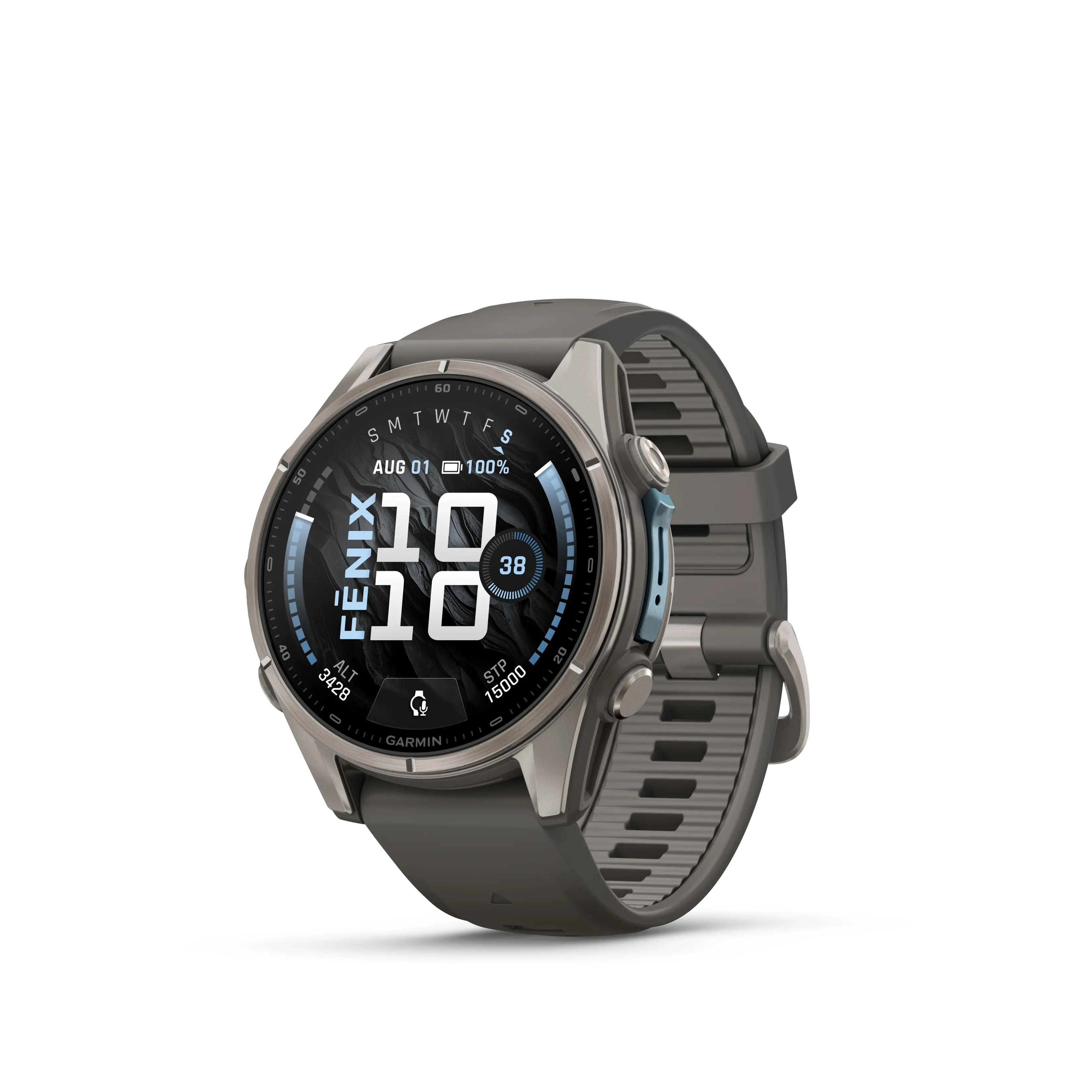 Garmin fēnix® 9 - 43 мм - Titanium с pebble gray силиконова каишка 010-04761-11